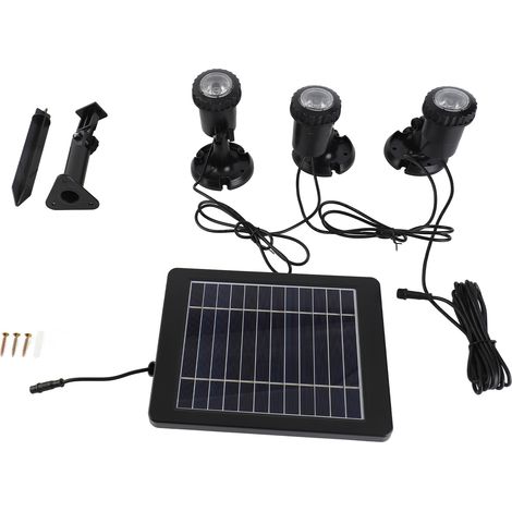 Lampadaire Solaire Extérieur Étanche IP68 Éclairage Paysager LED 3 Têtes 2200mAh pour Jardin Allée Piscine (1/4)