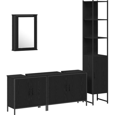 Maison Exclusive - Set di mobili per il bagno 4 pcs Nero Legno multistrato