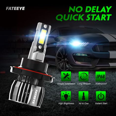 Ampoule antibrouillard LED pour voiture, 2 pièces, lampe H13, projecteur étanche 6500K 60W 13000LM, lumière vive (1/5)