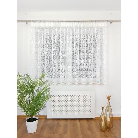 Cortina confeccionada con una marquesina de 300x150 cm sobre una cinta fruncida con bordado denso - blanco cálido (1/4)