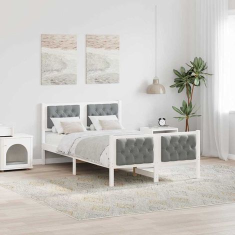 Estructura de cama con cabecera Gris Claro 120 x 190 cm