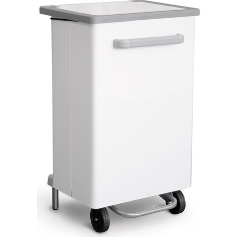 Pattumiera Per Raccolta Differenziata 47x37xh83 cm In Acciaio Verniciato a Pedale Bianco (1/2)