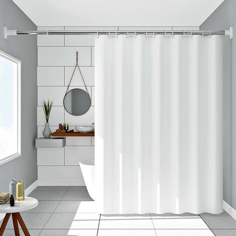 [JAMAIS UTILISÉ] Rideau de douche 240x200 blanc, imperméable, anti-moisissure, avec boucle de suspension, largeur 240 x hauteur 200 cm (1/4)