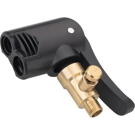 Pompe à air 2 en 1 pour pneus de voiture et camion : mandrin, valve, compresseur d'air, clip de serrage, connecteur et embout de dégonflage.-AquaForge