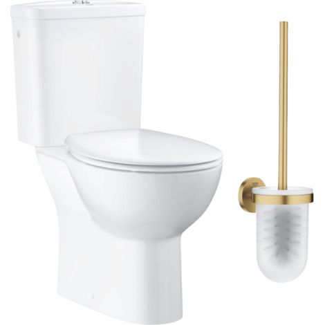 Inodoro de suelo sin brida GROHE Quickfix + Asiento desmontable + Escobillero mural Cool Sunrise (1/4)