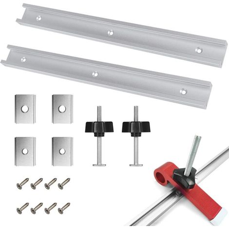2 Pièces 400 mm Rail de Guidage en T Aluminium avec Écrou Coulissant M6 et M8, Woodworking Alliage D'aluminium Rail Bar Slider Woodworking T-Slot Mitre Track Fente De Montage De Gabarit avec Vis (1/5)