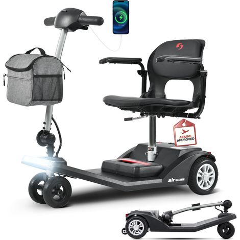 Trottinette électrique pour seniors, vitesse 6 km/h, autonomie 15 km, permis de conduire non requis, batterie au lithium portable, cadre en alliage d'aluminium. (1/5)