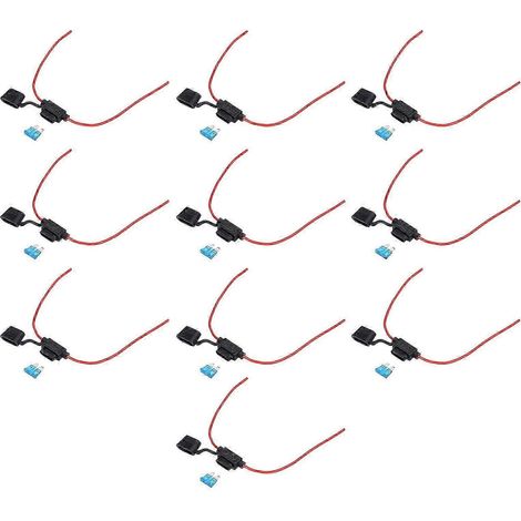 Porte-fusible étanche 10 pièces, résistant à la fusion, câblage facile, avec fusibles 16AWG 15A, boîtier en ligne imperméable pour voiture (1/5)