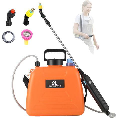 Spruzzatore a pressione, 3 velocità di spruzzo, design a zaino, arancione 9 litri (1/2)