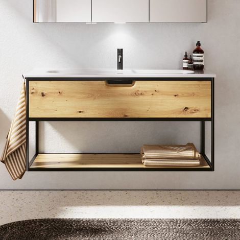 burgbad Vry Keramik-Waschtisch mit Waschtischunterschrank 123 cm mit 1 Schublade (1/5)