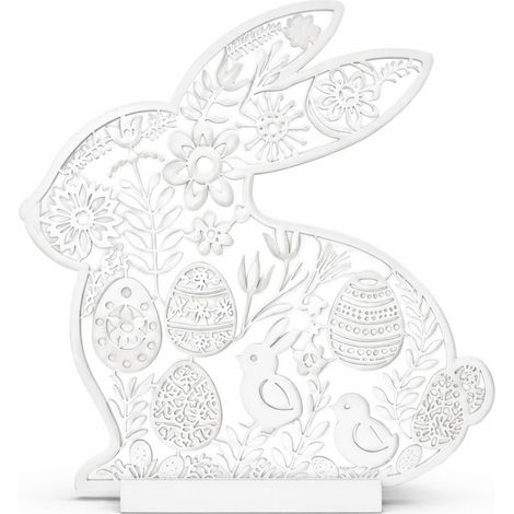 Osterdekoration, weißer durchbrochener Hase, stehende Tischdekoration