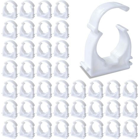 20 Schlauchschellen, Wandmontage, 25 mm PVC-Rohr, weißer Kunststoff, Küche, Bad, Garten (1/5)