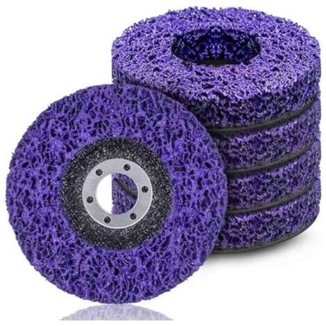 Set mit 5 Reinigungsscheiben, 125 x 22 mm, violette Schleifscheibe zum Entfernen von Farbe und Rost, Nylonscheibe für Winkelschleifer