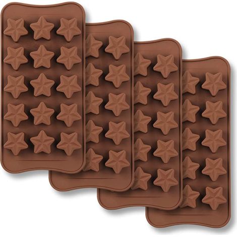 Molde de chocolate con forma de estrella de 15 cavidades, juego de moldes de silicona antiadherentes de grado alimenticio para dulces, gelatina y cubitos de hielo. (1/5)