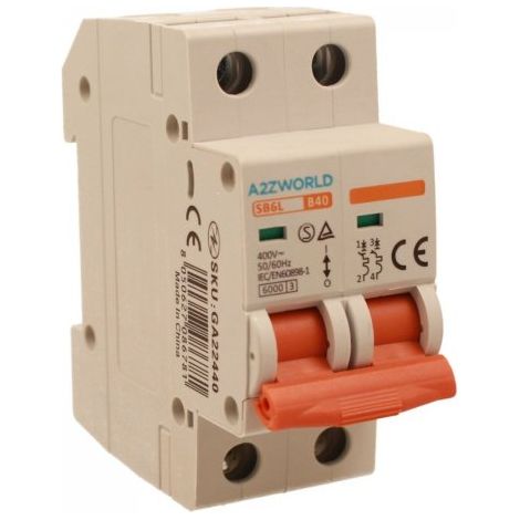 MCB Interruttore Magnetotermico Automatico Curva B 2P 2M 6000A B40A AC 400V IP20 IEC60898-1 SB6L