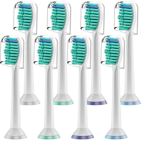 Têtes de brosse de rechange pour brosses à dents électriques Philips Sonicare HX3/HX6/HX9/HX8/HX7, 8 têtes de brosse standard (blanches)