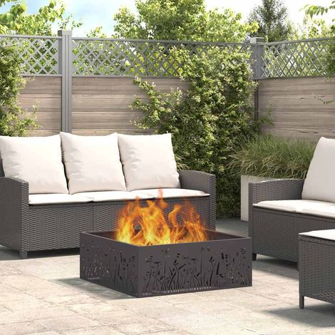 Feuerstelle Schwarz 80 x 80 x 30 cm Stahl