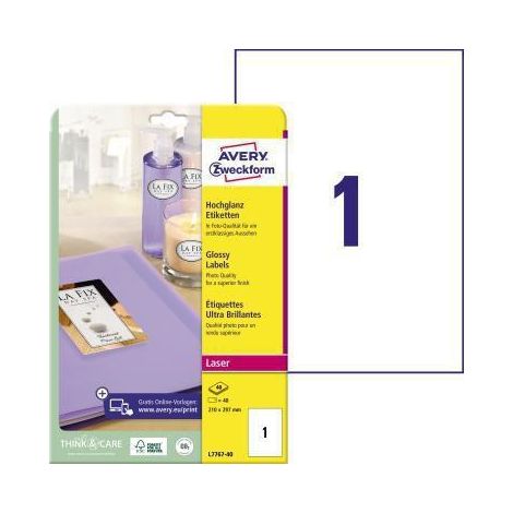 Avery Zweckform Etikett A4 Cl Hochglanz 40 St./Pack. (1/3)