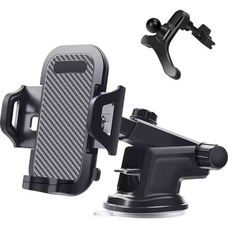 Support de téléphone pour voiture - Support universel pour pare-brise, tableau de bord et grille d'aération avec clip automatique et ventouse puissante pour smartphones jusqu'à 7,2 pouces (1/5)
