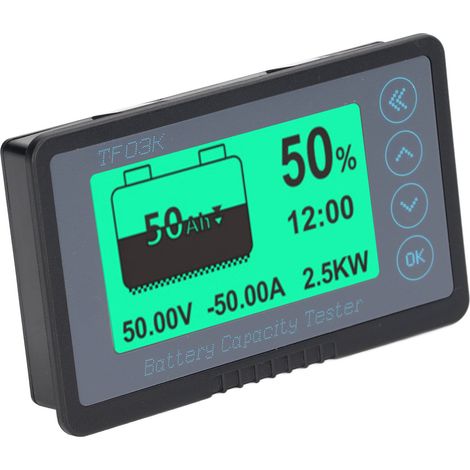 Schwarzes Batterieüberwachungsmessgerät, tragbar, leicht, wasserdicht, Batteriekapazitätsanzeige, Coulombmeter, 8–120 V, 100 A (0–150 A) (1/5)
