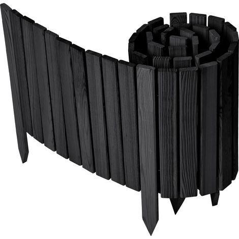 Garronda clôture de Jardin en Bois Bordure Jardin Cloture Jardin Exterieur, Palissade Bordurette Longueur: 200 cm GD-0149 (Graphite, Hauteur : 40 cm)
