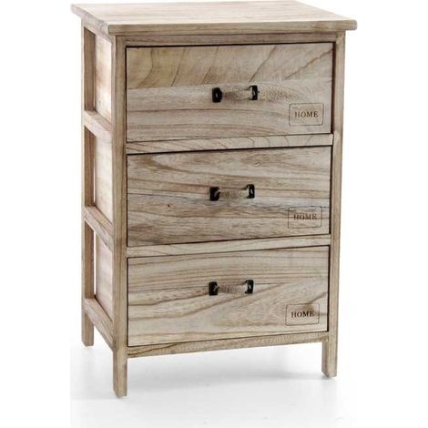 Cassettiera 3 cassetti bagno cucina Legno naturale cm 40 x 29 x 58 h (1/2)