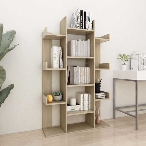 808903 vidaXL Book Cabinet Sonoma Oak 86x25,5x140 cm Engineered Wood (1/5)