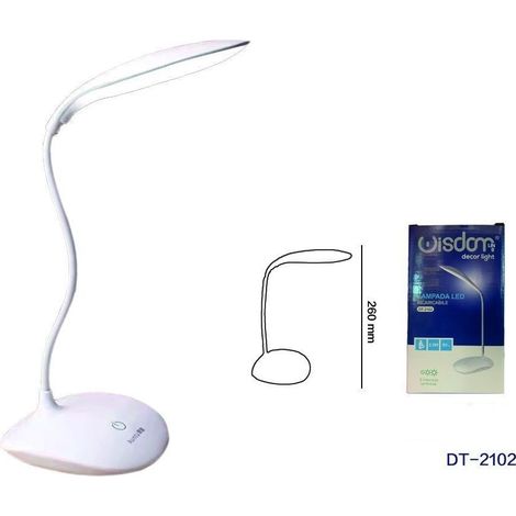 Wisdom - Lampada Da Tavolo Led Usb Ricaricabile Dimmerabile Touch Design Moderno Dt-2102 - (1/5)