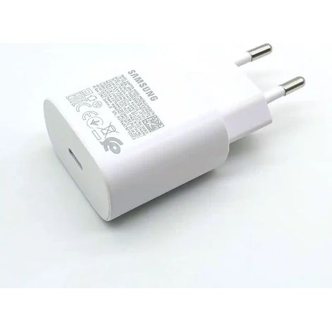 Chargeur Samsung 25 W à charge ultra rapide avec câble USB-C de 1,8 m pour Galaxy S20, S21, S22, S23, S24, Ultra, Z, Flip, Fold, 6, 5, 4, 3 et 2 (blanc) - Chargeur uniquement (1/5)