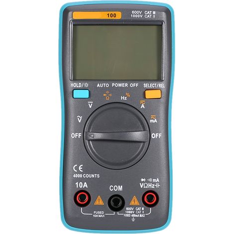 Multimètre numérique LCD True RMS multifonction DMM mesure tension CA CC courant résistance diode continuité capacité fréquence rapport cyclique testeur polarité automatique (1/5)