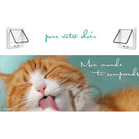 Chatière pour Chat - ABURNUDREY - Grande chatière - Taille 25cm x 235cm - 4 modes de commutation (1/5)