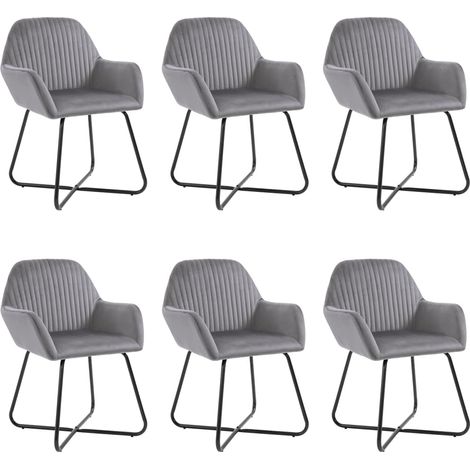 Juego de 6 sillas de cocina comedor de diseño moderno terciopelo gris CDS022514