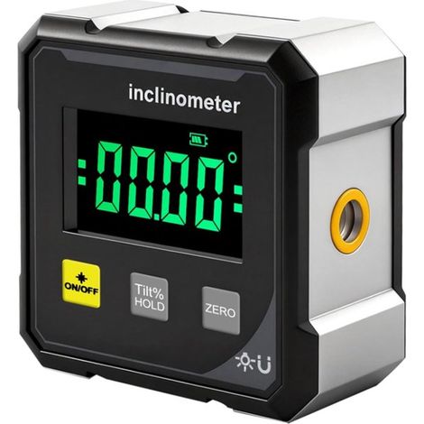 Inclinomètre numérique - Rapporteur magnétique numérique à quatre faces - Inclinomètre laser - Niveau laser - Noir (1/5)