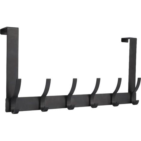 Türgarderobe mit 12 Haken, Türgarderobe, Türhaken für Bad und Küche (Schwarz) (1/4)