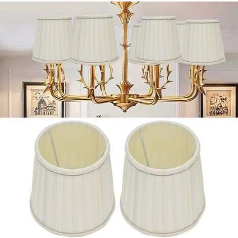 BelleRise – 2 Stofflampenschirme – PX38 Beige mit silberner Borte – eleganter europäischer Stil, sanftes Licht – Wohnzimmer/Schlafzimmer, 11,5 × 15,3 cm (1/5)