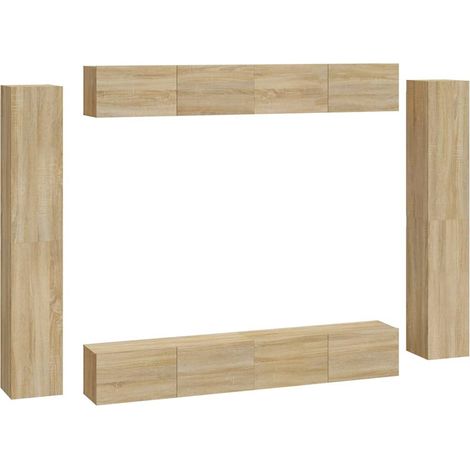 Maison Exclusive - 8-tlg. TV-Schrank-Set Sonoma-Eiche Holzwerksto (1/5)