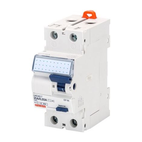 Gewiss Interruttore differenziale puro 2P 25A 0,03A 230V tipo AC - 2 moduli - GWD4617