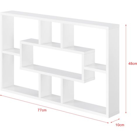 Elegante mueble alto flotante de diseño con 7 compartimentos, tablero de partículas de melamina blanco de 77 cm 030005848