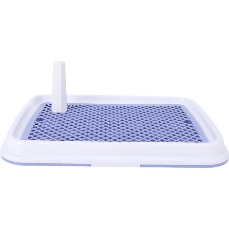 Bac à litière pour chien avec clôture haute, anti-odeurs, facile à nettoyer, en plastique bleu, support pour tapis de propreté pour petits chiens (1/5)