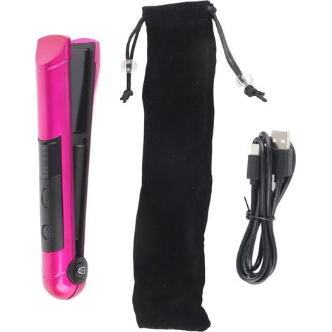 Mini lisseur boucleur à cheveux multifonction rechargeable USB (rouge rose) (1/5)