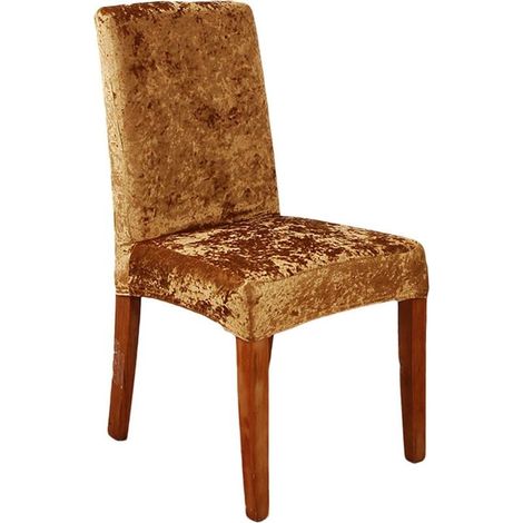 Housses de Chaise de Bar 4 pièces,Velours Housse de Chaise Lavable Extensible et Amovible (or) (1/5)
