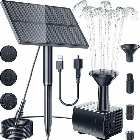 Pompe solaire fontaine de jardin à eau solaire extérieure, 1.5W pompe de bassin de fontaine solaire amélioré avec piquet, pompe à eau de fontaine à énergie solaire pour bain d'oiseaux, jardin, jardin, (1/4)