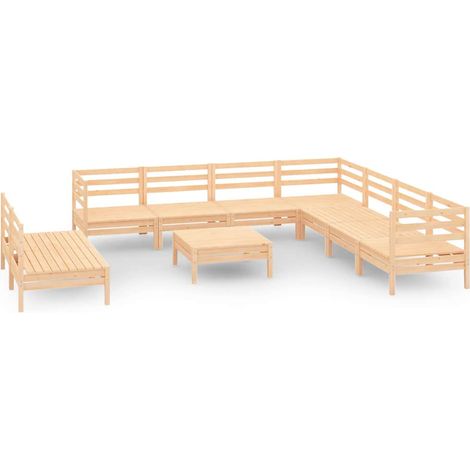 Maison Exclusive - 10-tlg. Garten-Lounge-Set Massivholz Kiefer (1/5)