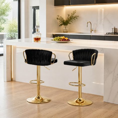 MEUBLIV Set di 2 sgabelli da bar 50,5 x 49,5 x 98 cm nero – girevoli e regolabili (1/5)