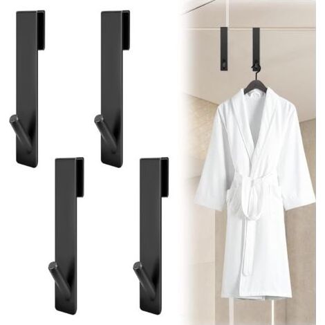 Lot de 4 crochets muraux de douche en acier inoxydable, crochets porte-serviettes sans perçage, pour verre de 6 à 12 mm d'épaisseur (1/5)