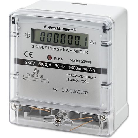 Medidor electrónico monofásico Qoltec Medidor de consumo de energía 230 V LCD