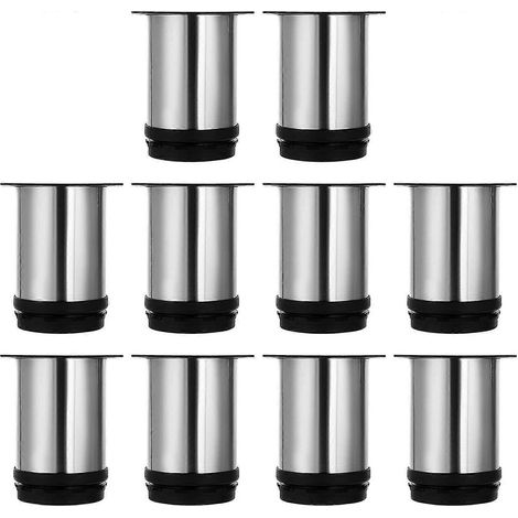 Pieds de cuisine réglables en acier inoxydable, diamètre rond, lot de 8 (1/5)