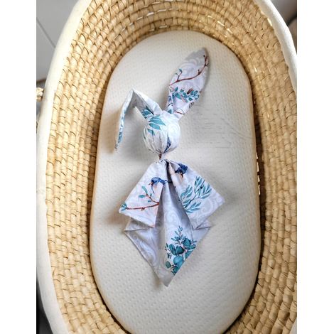 Manta de conejito de algodón suave y tierno - Pájaros azules (1/5)