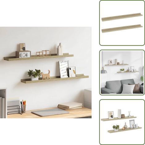 Étagères murales 2 pcs chêne sonoma 80x9x3 cm - Étagères Murales - Étagères Déco - Rangement Mural - Décoration Murale - Meubles Design