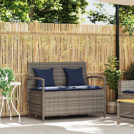 Maison Exclusive - Panca Portaoggetti da Giardino con Cuscino Grigio in Polyrattan